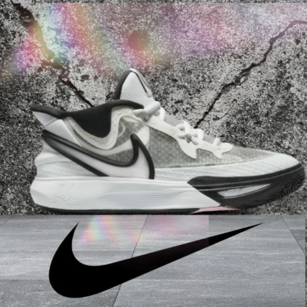 NWT Nike Kyrie 8 GO Kids Sz 5Y White Black DQ8076-101 Low Top Cushioned B-Ball